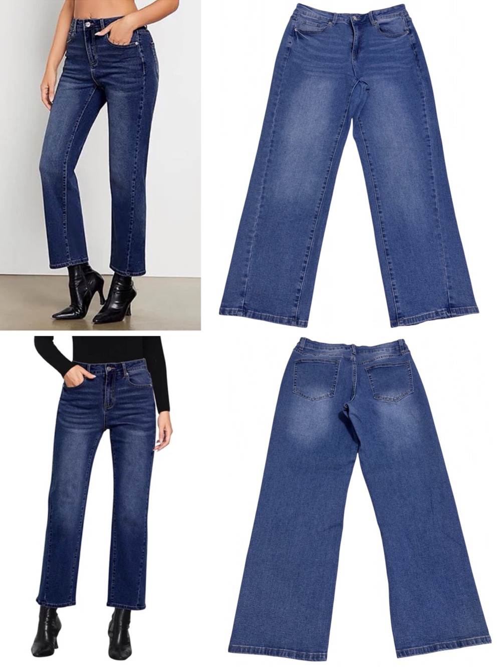 Lookbook High Waist Jean Straight Leg Ankle Length Pants Classic Blue Large - Picture 9 of 9